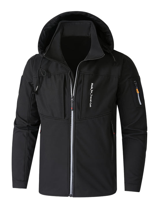 Men's Outdoor Windbreaker Jacket Hooded Waterproof Warm Climbing Jacket
