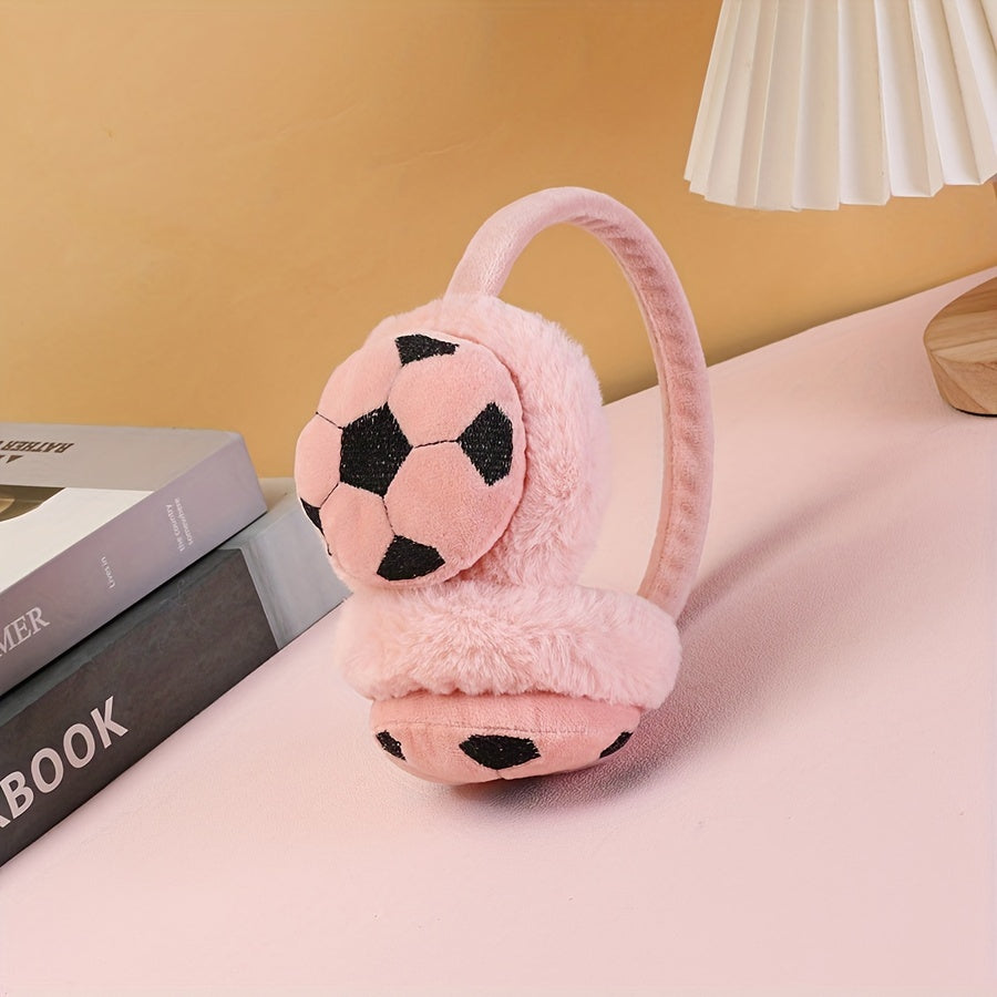 Cartoon Style Soccer Ball Earmuffs for Winter Warmth