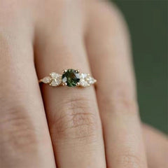 18K Green CZ Stacking Ring for Women