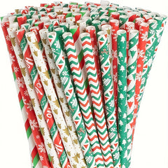 80pcs Christmas Paper Straws Decorative Straws Christmas Party Supplies