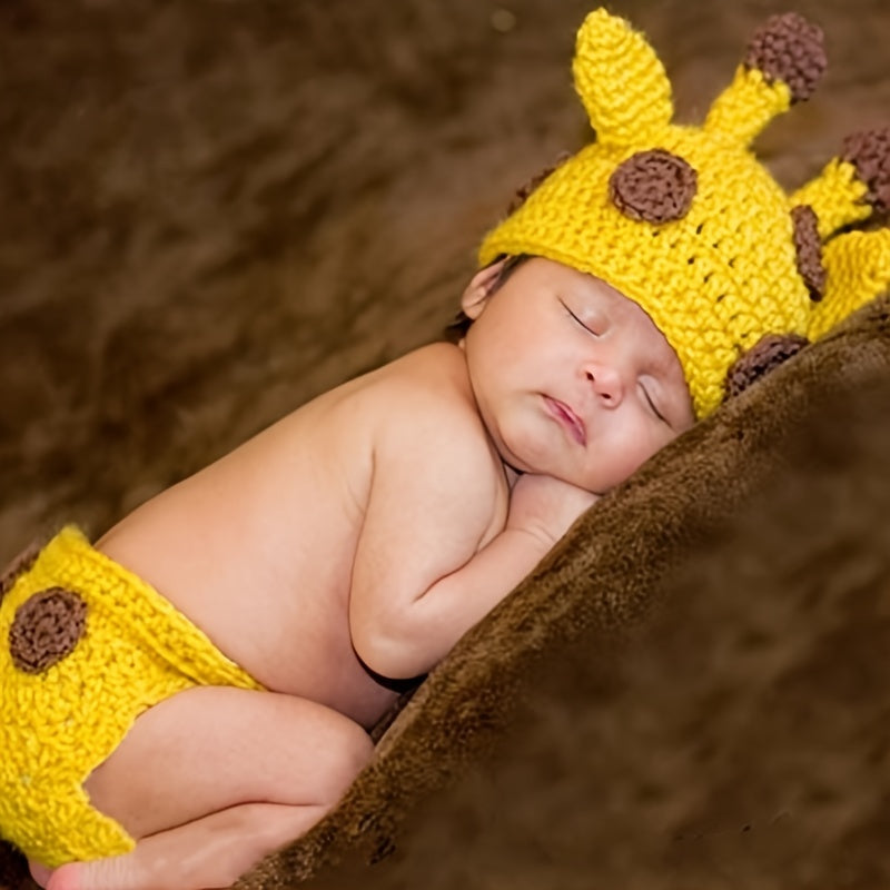 Deer Shaped Baby Photo Props Knitted Cap & Suit Set