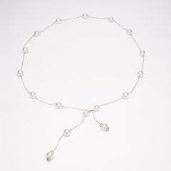Faux Pearl Waist Chain Dress Shirt Waist Decor Belt Metal Chain