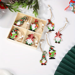 12pcs Christmas Painted Wooden Pendant Hanging Decor Room Decor