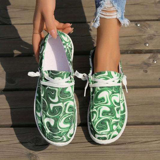 Women's Colorblock Flat Canvas Shoes Slip On Lightweight Comfy Shoes