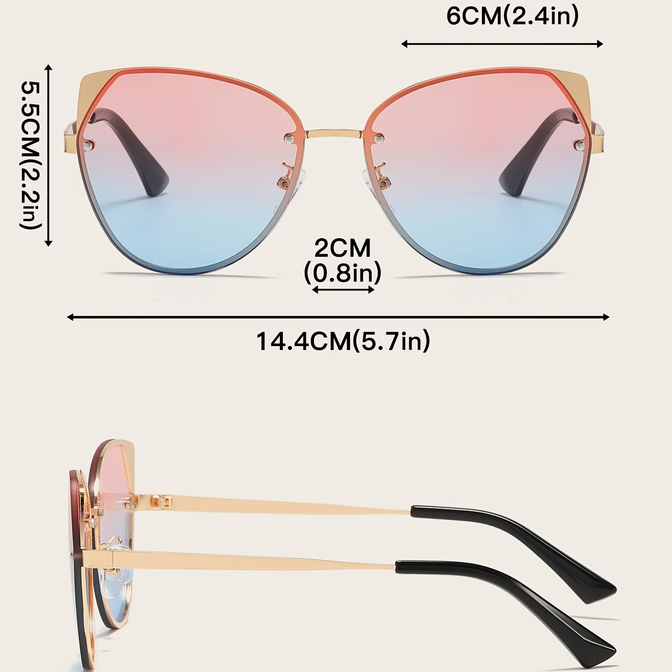 Cat Eye Ombre Lens Sunglasses UV400