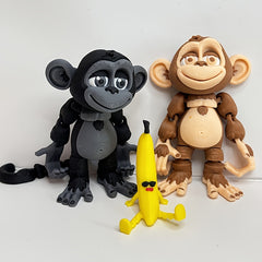 Colorful 3D Printed Monkey Statue Set for Desk Office