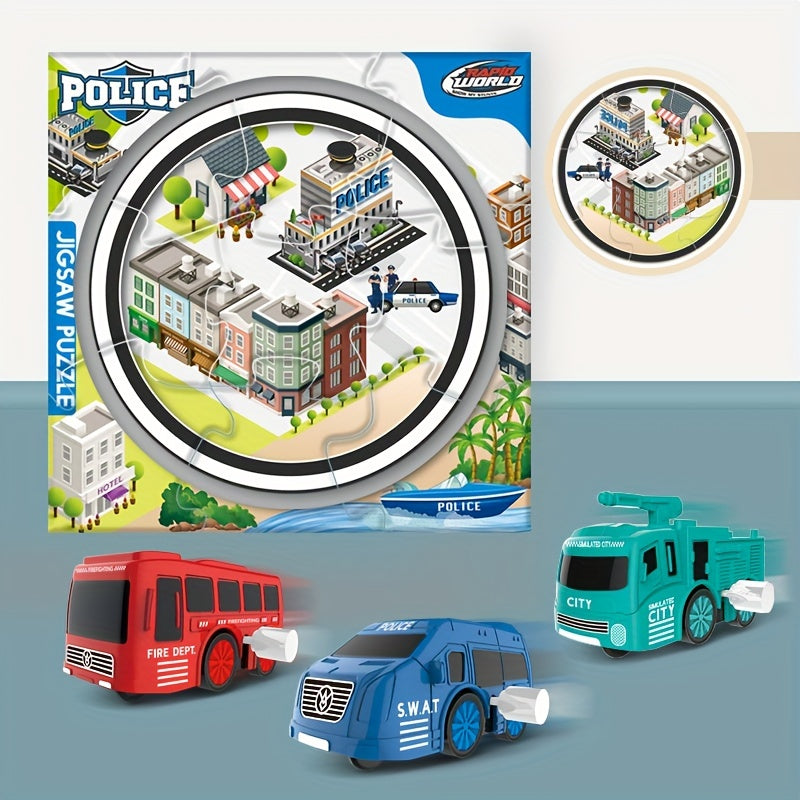 10pcs Kids Fire Protection Car Puzzle Tracks Game