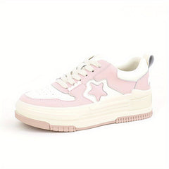 Women's Star Graphic Board Shoes Lace Up Thick Sole Versatile Flat Shoes