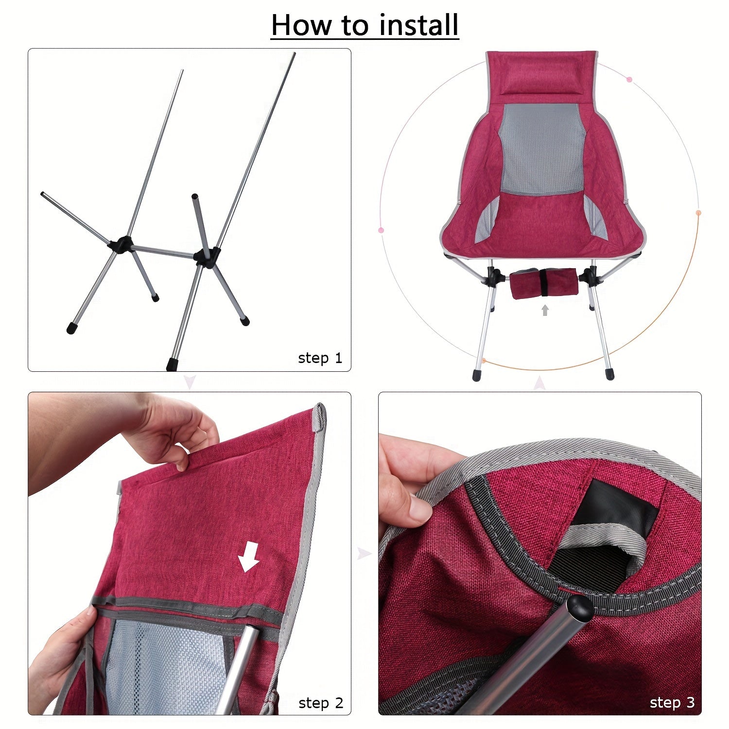 Portable Folding Moon Chair for Outdoor Camping Fishing Beach