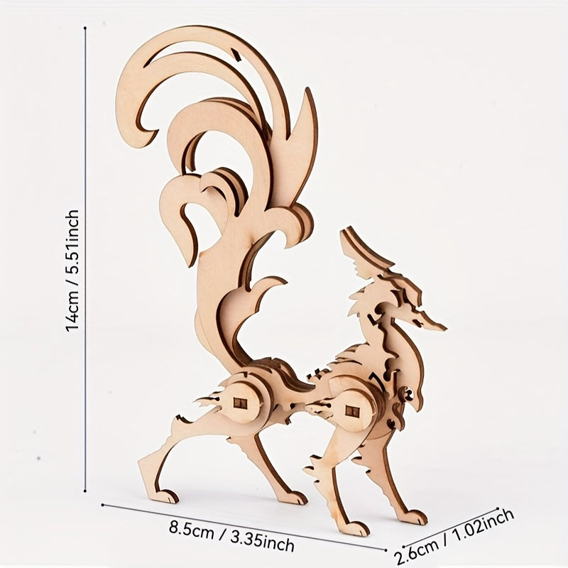 3D Wooden Puzzle Mythical Chinese Dragon DIY Handcrafted Wooden Puzzle Model