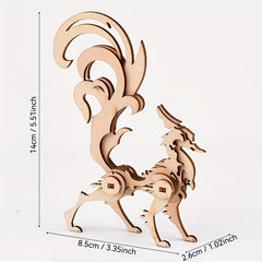 3D Wooden Puzzle Mythical Chinese Dragon DIY Handcrafted Wooden Puzzle Model