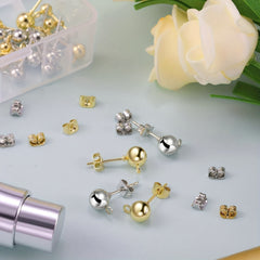 20pcs Ball Post Earring Stud Set With Butterfly Earrings Pin Back