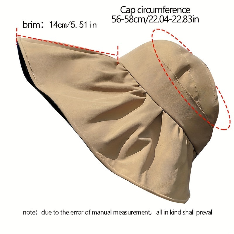 Wide Brim Ponytail Visor Hat UV Protection Travel Beach Sun Hat