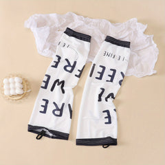 Letter Print Arm Sleeves Unisex Sunscreen Gloves for Outdoor