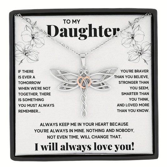 Dragonfly Pendant Necklace With Message Card - Gift For Daughter