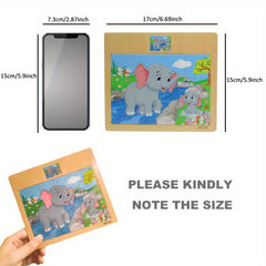 12pc Wooden Puzzle Board - Animals & Transportation Themes