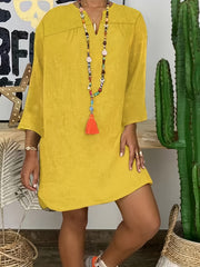  Solid Long Sleeve Ruched Dress