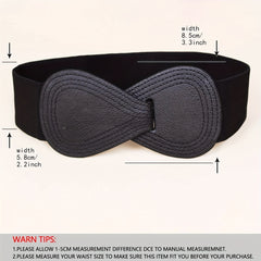 8 shaped Bow Elastic Wide Belt Women's Stretchy Waistband Solid Dress Coat