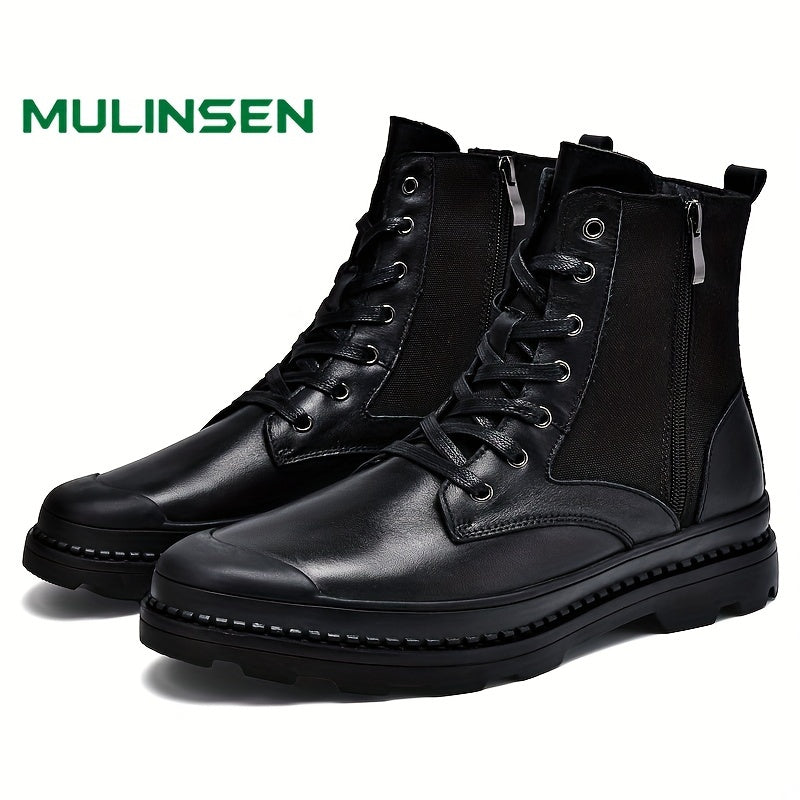 Leather Short Boots Lace up Shoes Fall Spring Summer
