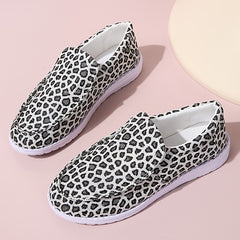 Leopard Pattern Canvas Slip On Flat Women's Casual Shoes
