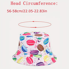 Hamburger Pattern Reversible Bucket Hat Outdoor Sunshade Basin Hat