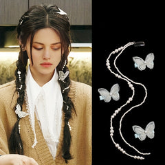 Faux Pearl Beaded Hair Tassel Clip for Girls