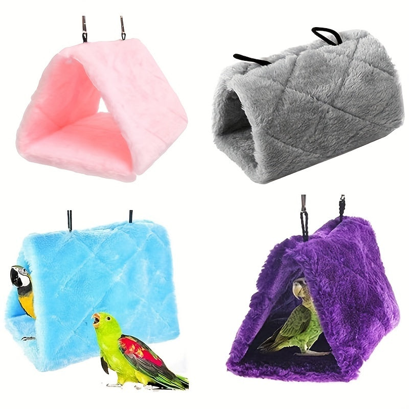 Plush Bird Hammock Cozy Hanging Hut for Parakeets Cockatiels Lovebirds Budgies