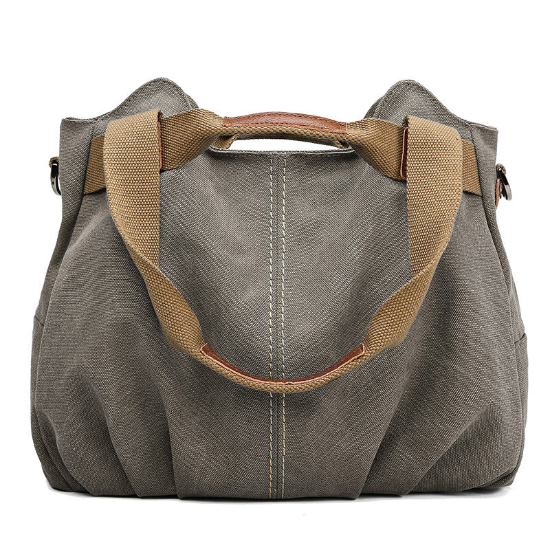 Casual Canvas Tote Bag Layer Shoulder Bag Vintage Storage Handbag