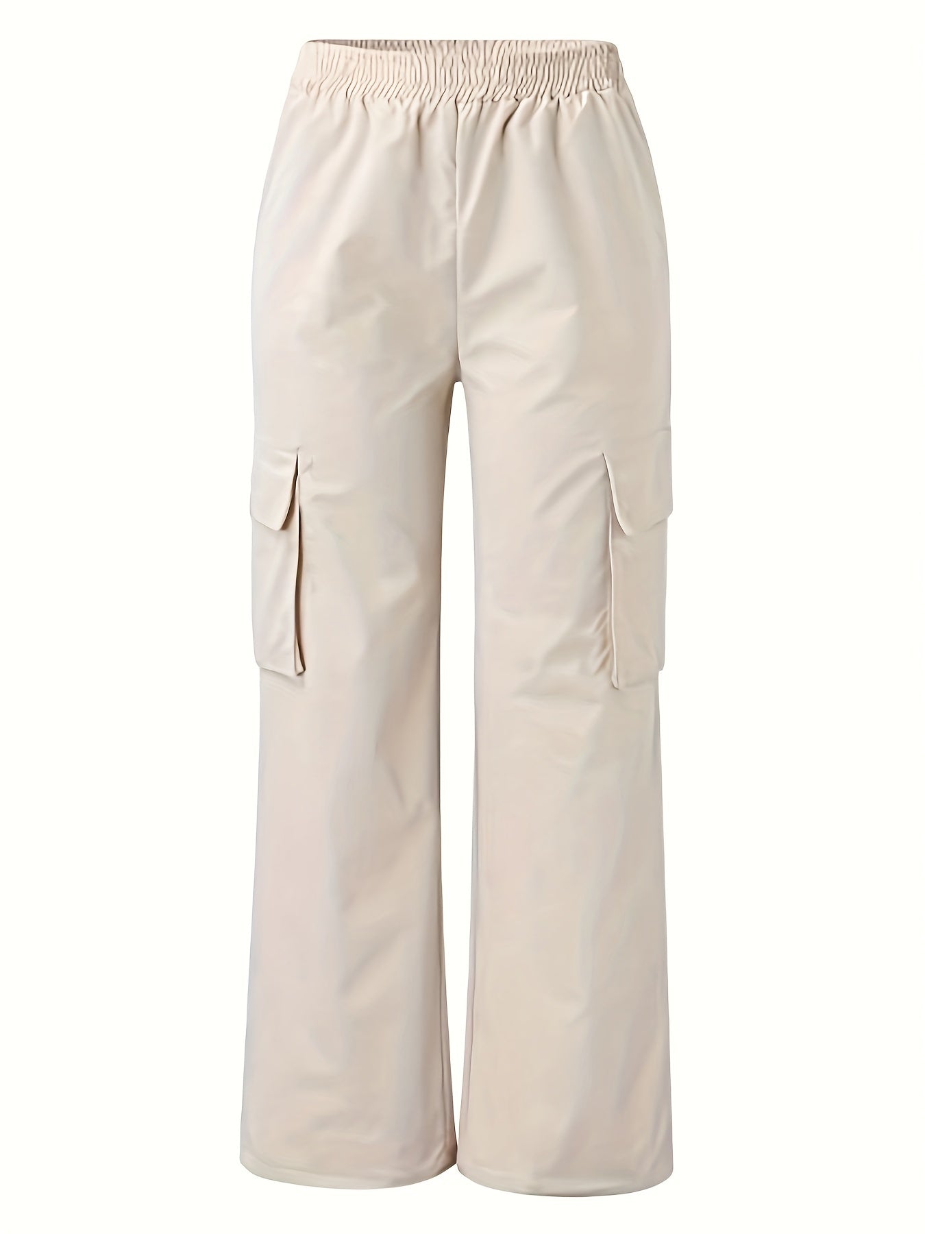  Casual High Rise Straight Leg Trousers With Pockets