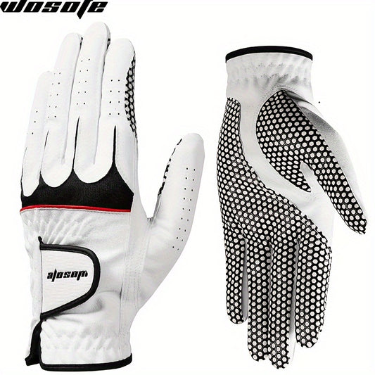 Wosofe Golf Gloves Non-slip PU Leather Left Hand Gloves Durable Breathable