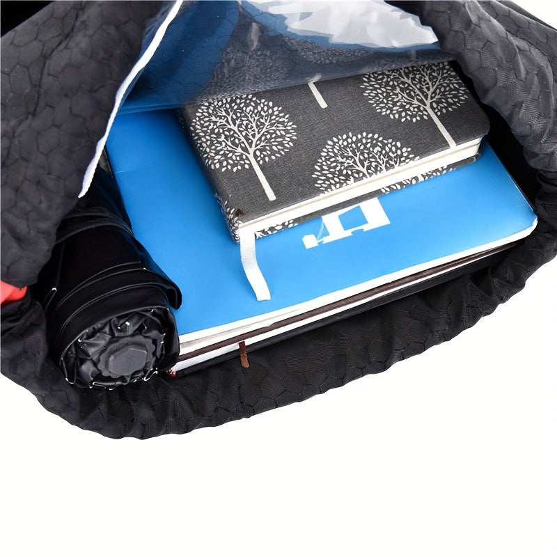 Embossed Drawstring Backpack Waterproof Storage Bag Lightweight