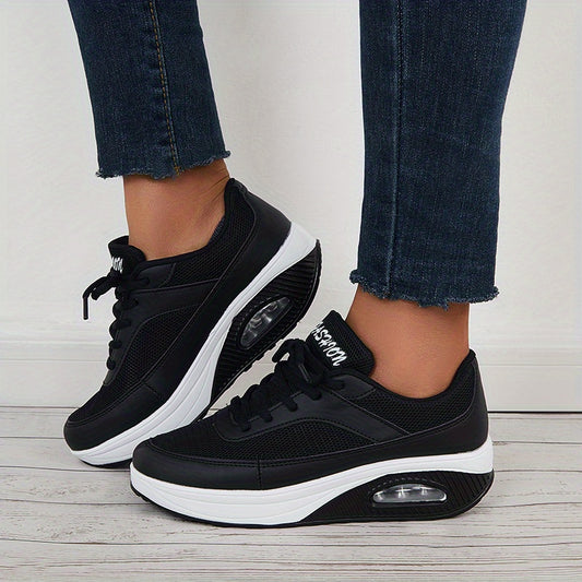 Women's Mesh Sneakers Lace Up Running Shoes Thick Sole Platform Casual Sneakers