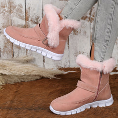 Plush Lined Thermal Furry Snow Boots Non Slip Side Zipper Snow Shoes