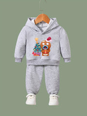 Girls Cartoon Biscuit Hoodie Sweatshirt and Sweatpants Set