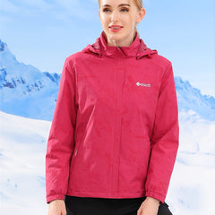 Women's Camo Outdoor Jacket with Fleece Lining for Hiking Skiing