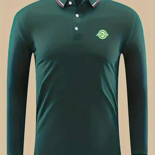Symbol Print Men's Casual Button Up Lightweight Polo Shirt
