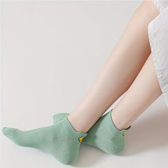 10 Pairs Smiling Face Print Socks Low Cut Ankle Women's Stockings