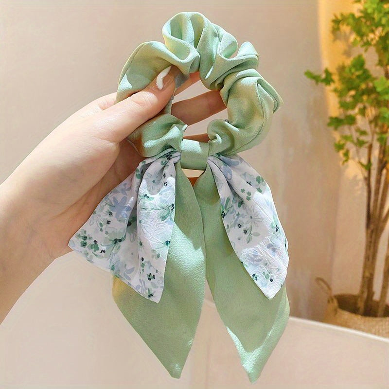 Bow Decor Scarf Scrunchies Candy Hair Rope Sweet Hair Ring