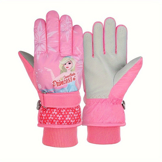 Sweet Princess Winter Gloves for Girls, 5-Layer Windproof & Waterproof