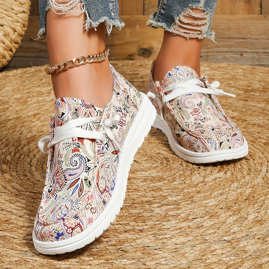Women's Paisley Graphic Slip On Canvas Shoes Lightweight Sneakers