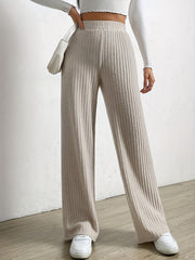 Plus Size Ribbed Knit Wide Leg Pants