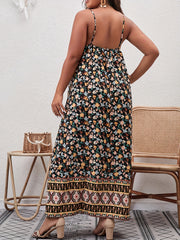  Boho Cami Dress Women's Plus Floral Print V Neck Backless Maxi