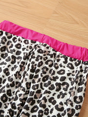  Leopard Print Tie Waist Joggers