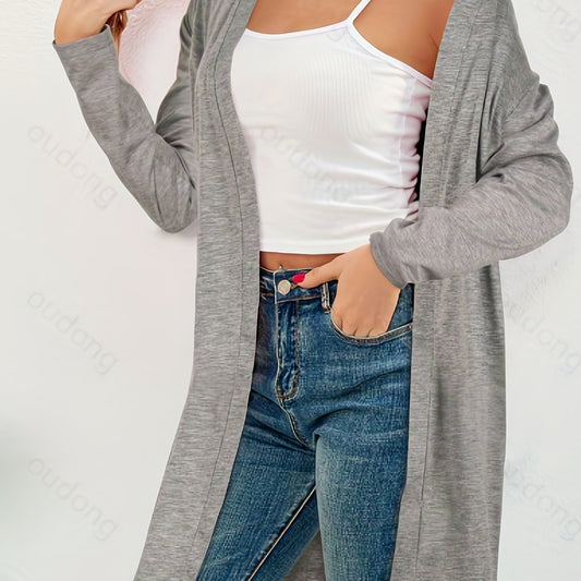 Casual Cardigan Women's Plus Solid Long Sleeve Open Front
