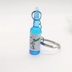 Cartoon Resin Beer Wine Bottle Keychain Pendant