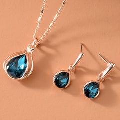Water Drop Pendant Necklace & Earrings Set for Women/Girls