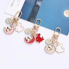 Cartoon Moon Rabbit Keychain For Girls Women Bunny Bag Pendant