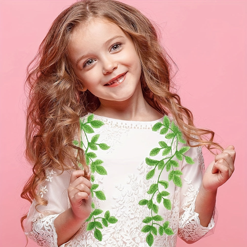 Green Embroidered Lace Pair Of Flowers Dress Decoration