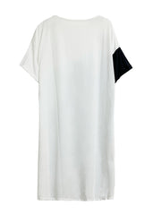  Colorblock Butterfly Print Short Sleeve V Neck Dress