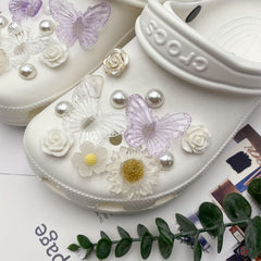 24Pcs Butterfly & Flower Shoe Charms for Clogs Sandals
